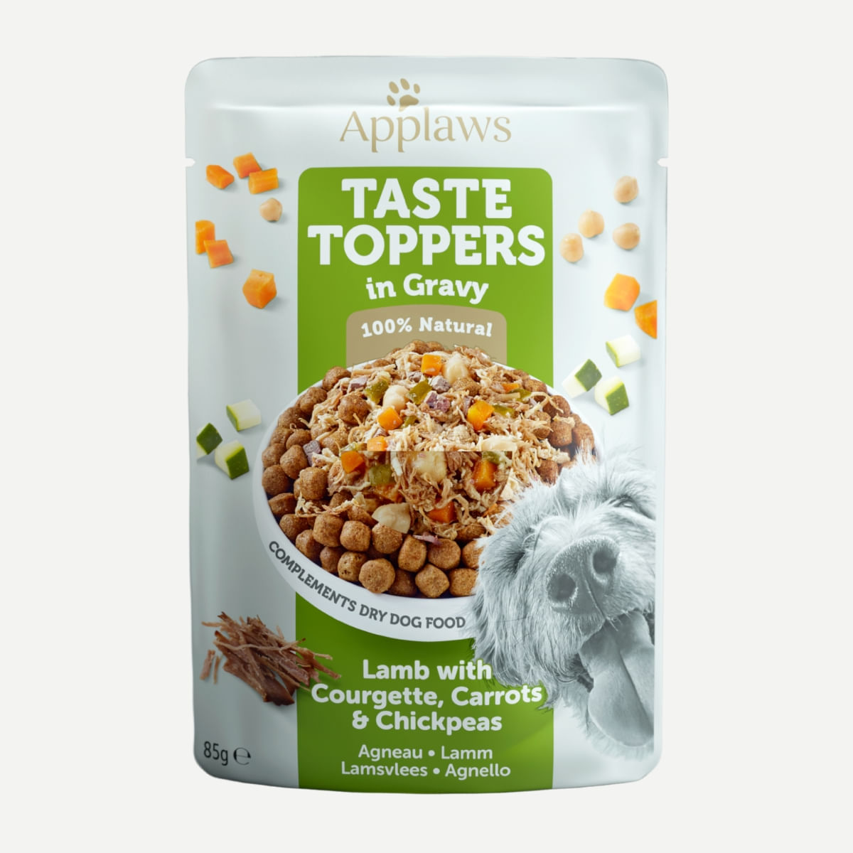 APPLAWS Taste Toppers, XS-XL, Miel și Legume, plic hrană umedă fără cereale câini, (în sos), 85g - poza 1