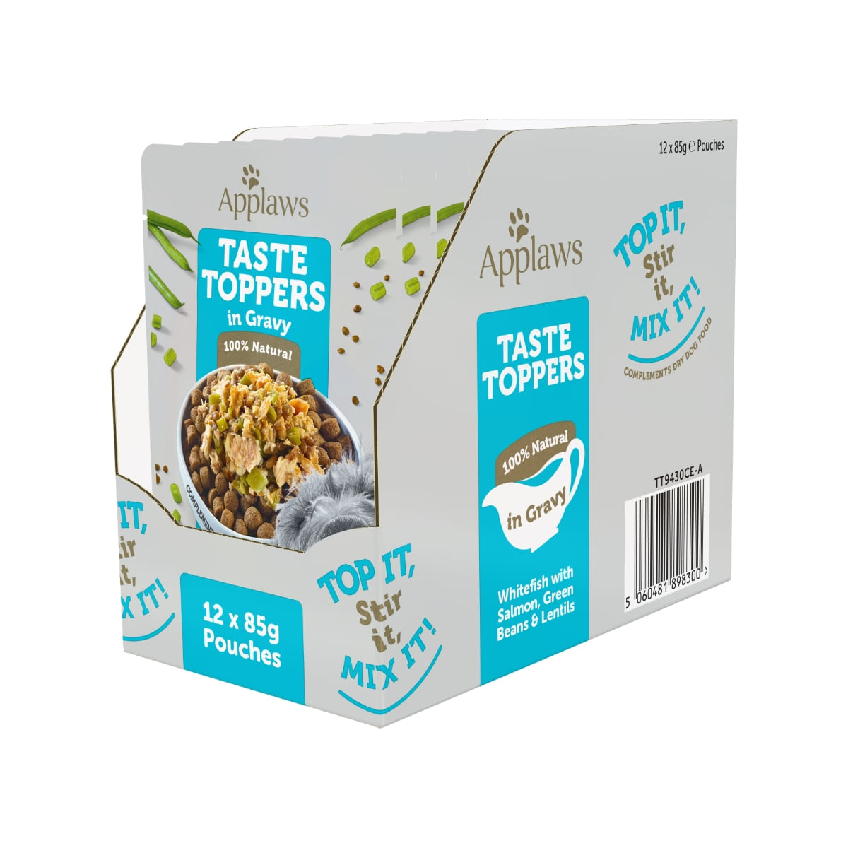 APPLAWS Taste Toppers, XS-XL, Pește alb și Somon, plic hrană umedă fără cereale câini, (în sos), 85g - poza 3
