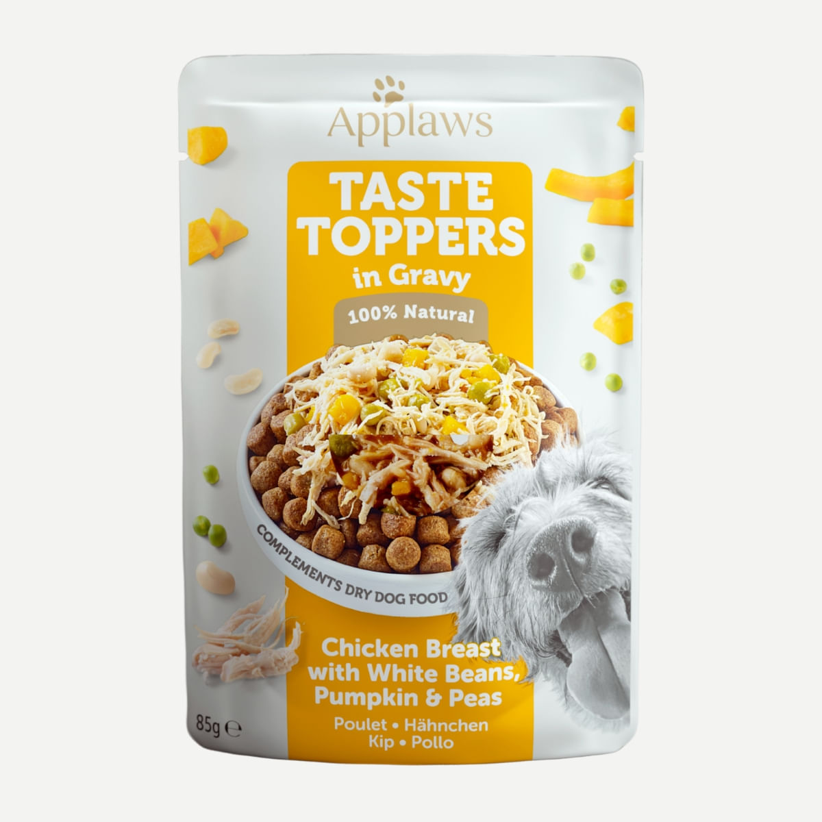 APPLAWS Taste Toppers, XS-XL, Pui și Legume, plic hrană umedă monoproteică fără cereale câini, (în sos), 85g - poza 1