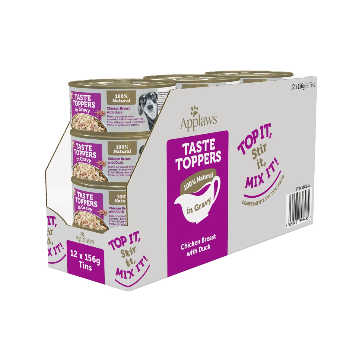 APPLAWS Taste Toppers, XS-XL, Pui și Rață, conservă hrană umedă fără cereale câini, (în sos), 156g - poza 3