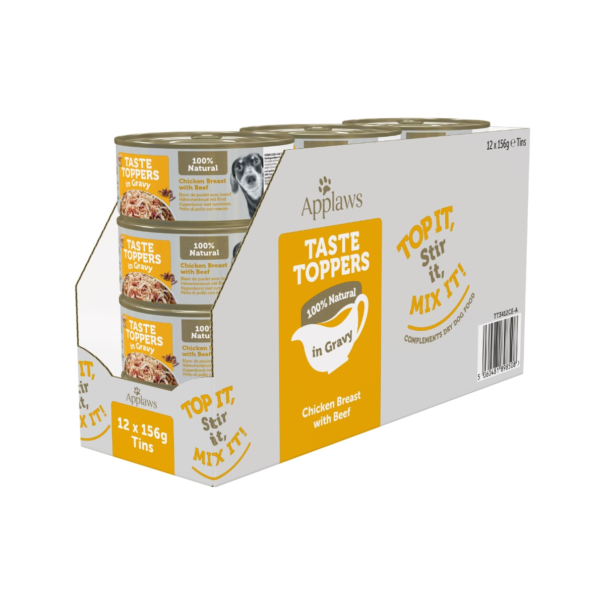APPLAWS Taste Toppers, XS-XL, Pui și Vită, conservă hrană umedă fără cereale câini, (în sos), 156g - poza 2