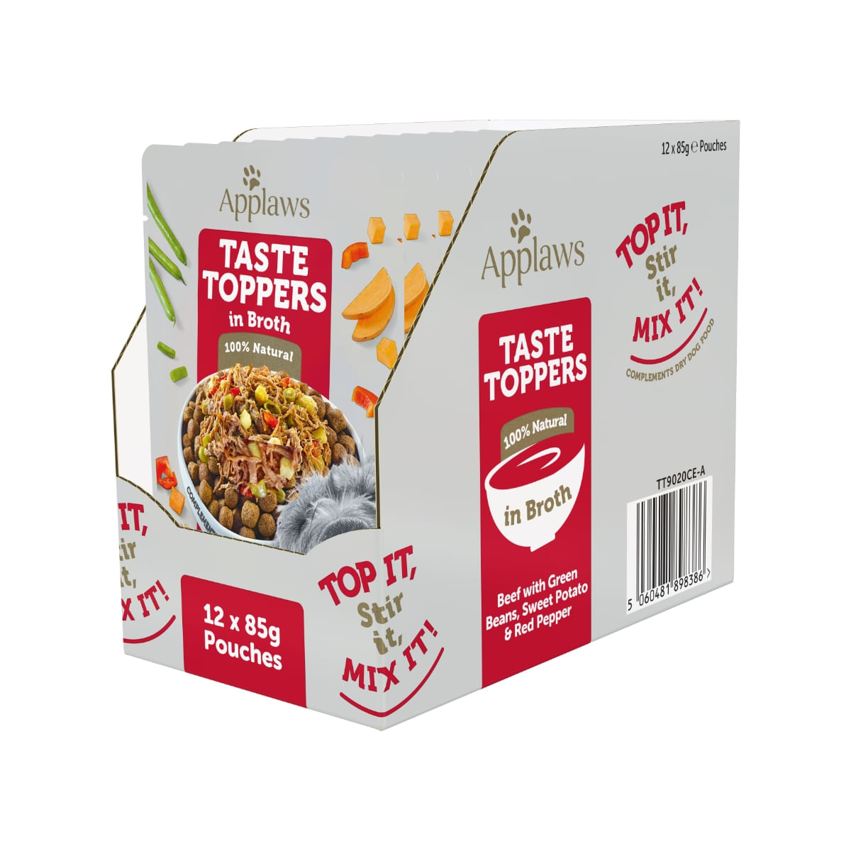 APPLAWS Taste Toppers, XS-XL, Vită și Legume, plic hrană umedă monoproteică fără cereale câini, (în supă), 85g - poza 2