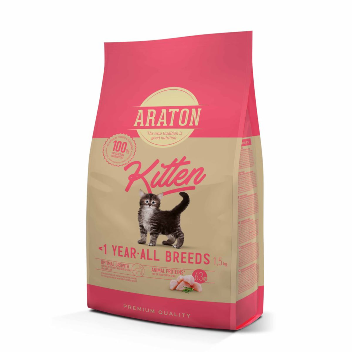 ARATON Kitten, Pui, hrană uscată pisici junior, 15kg - poza 2