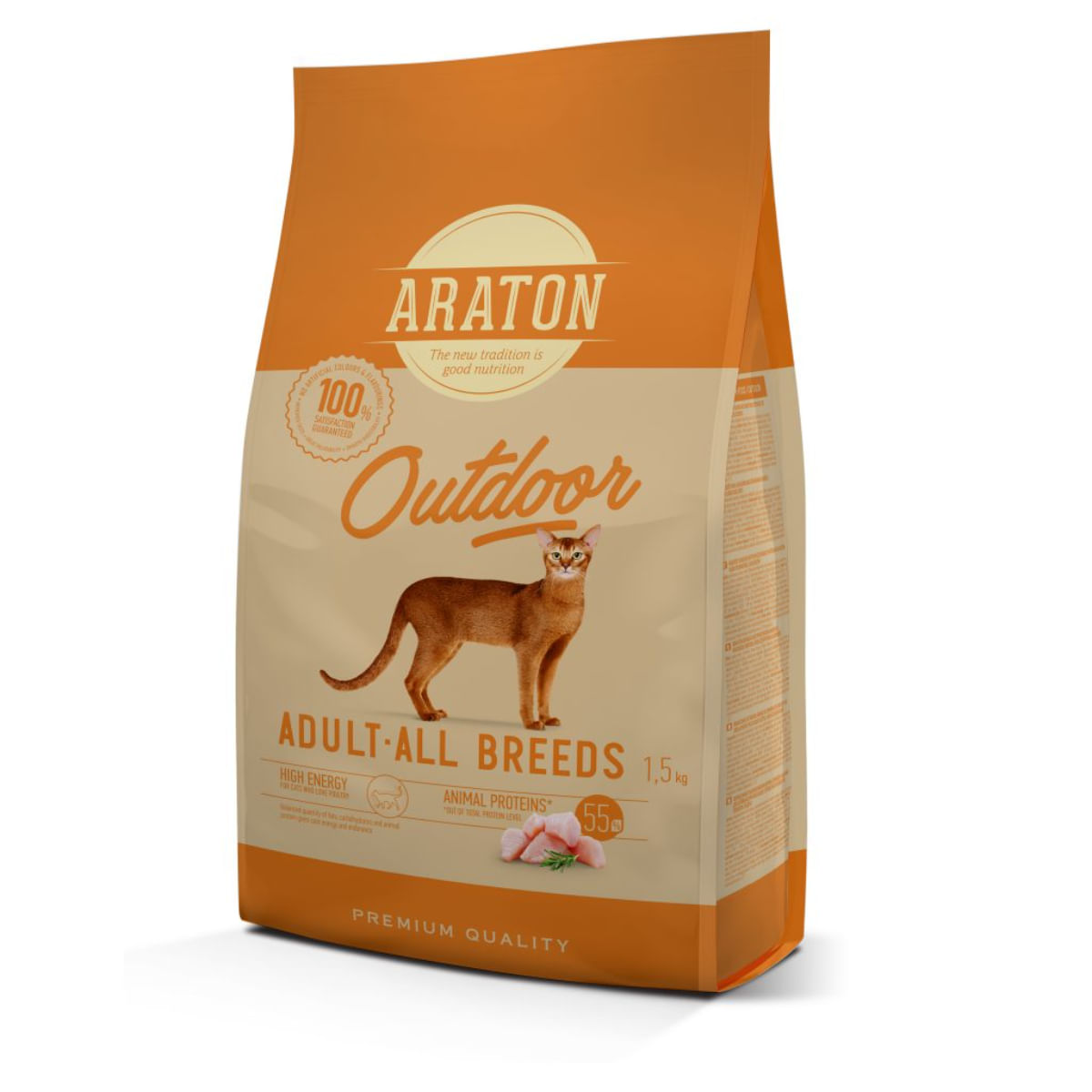 ARATON Outdoor, Pui și Curcan, hrană uscată pisici, 15kg - poza 2