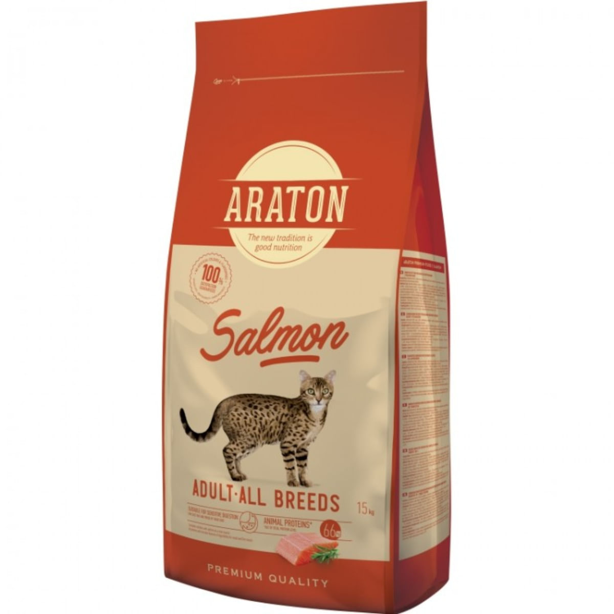 ARATON, Somon, hrană uscată pisici, 15kg - poza 1
