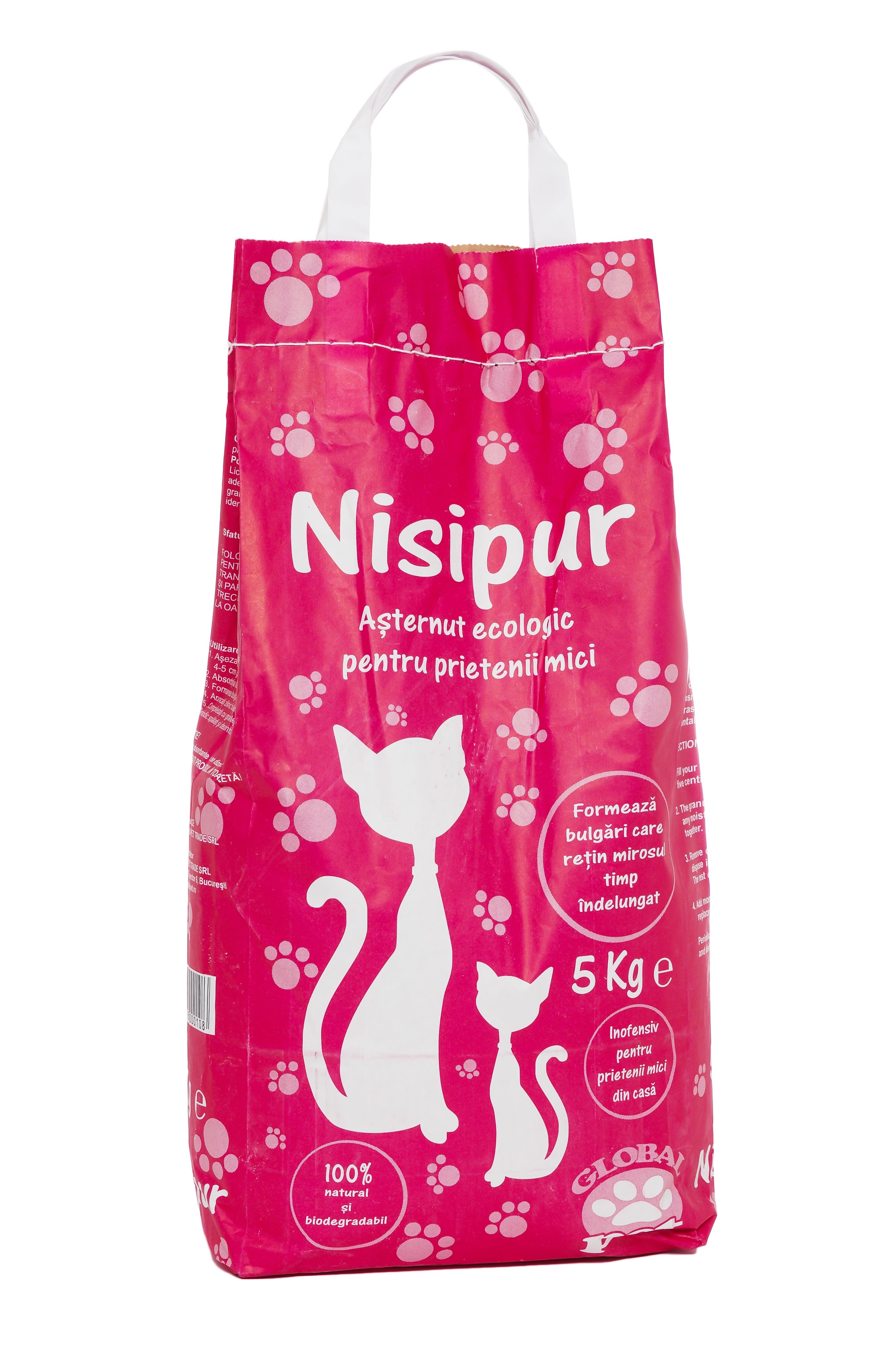 Asternut igienic natural, nisip pentru pisici, Nisipur, bentonita, 5 kg