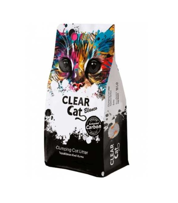 Asternut igienic pentru pisici Clear Cat Blanco, Bentonita, Carbune activ, 10L