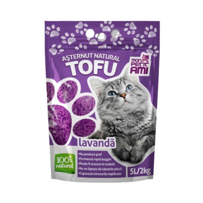 Asternut igienic pentru pisici Mon Petit Ami Tofu Lavanda 5L 2 kg