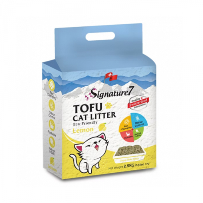 Asternut igienic pentru pisici Signature7 Tofu cu Lamaie 7L