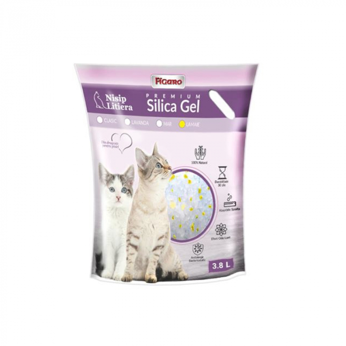 Asternut igienic pentru pisici Silicat Gel Figaro cu Lamaie 3,8L