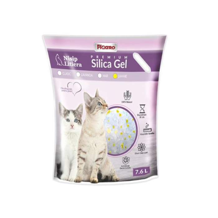 Asternut igienic pentru pisici Silicat Gel Figaro cu Lamaie 7,6L