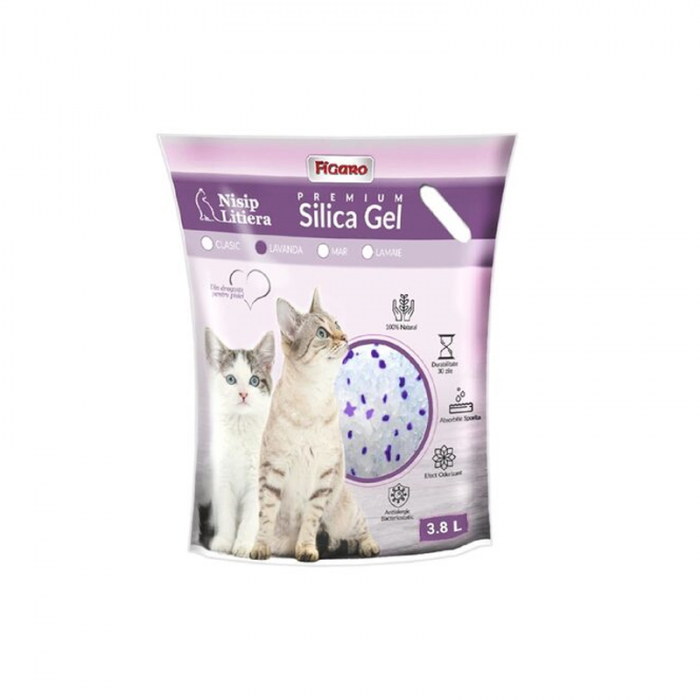 Asternut igienic pentru pisici Silicat Gel Figaro cu Lavanda 3,8L