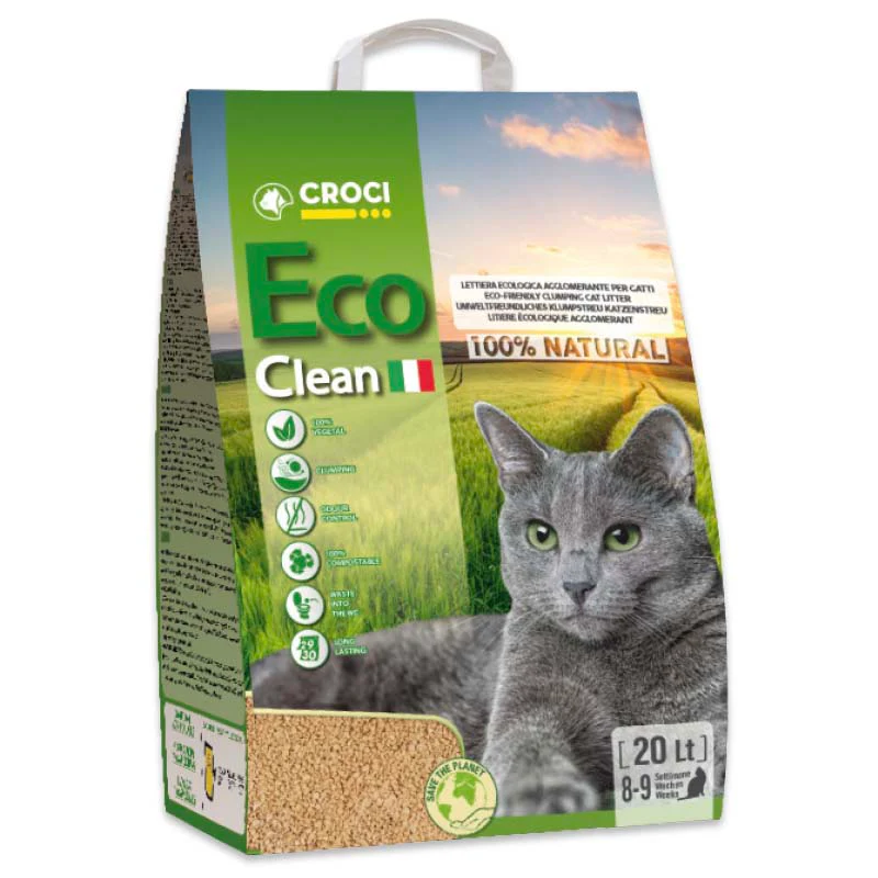 Asternut igienic vegetal pentru pisici Croci Eco Clean, 20L