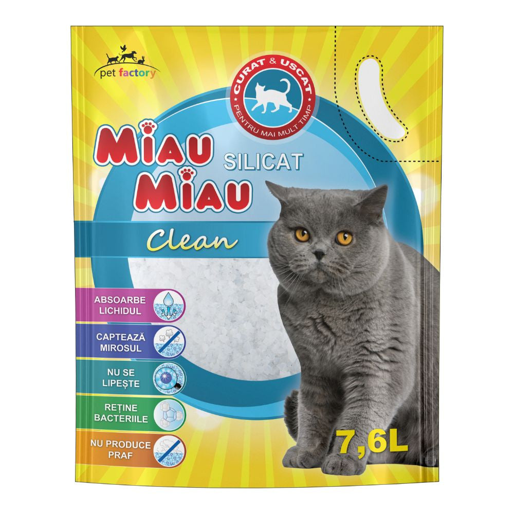 Asternut Pisici MIAU MIAU Silicat Clean 7.6L 7.6l