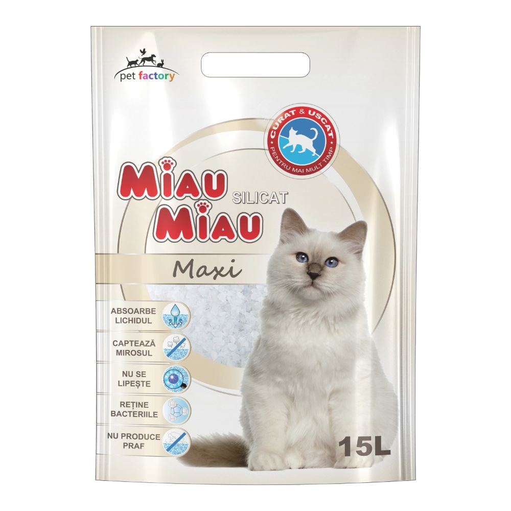 Asternut Pisici MIAU MIAU Silicat Maxi 15L 15l