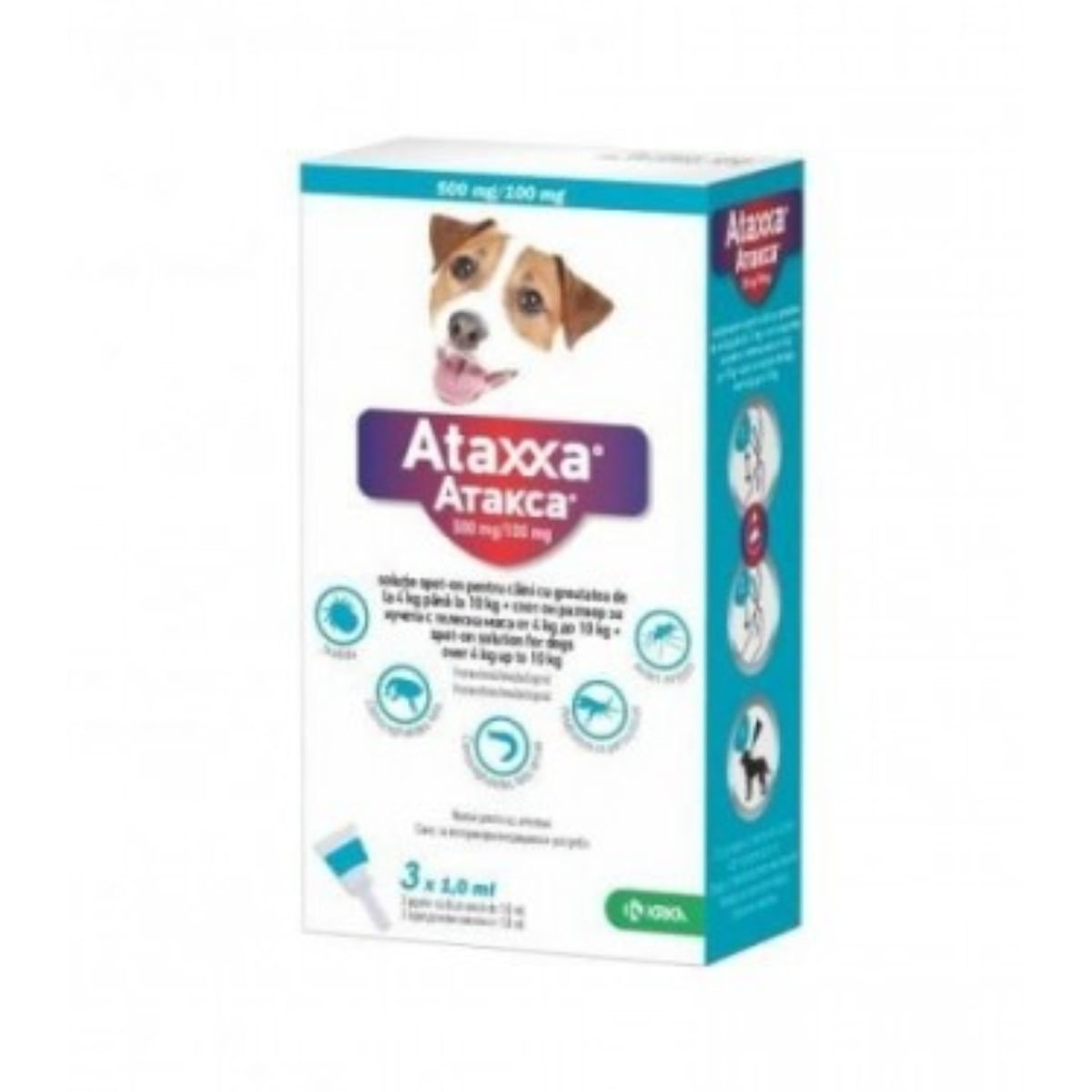 ATAXXA, deparazitare externă câini, pipetă repelentă ATAXXA 100, deparazitare externă câini, pipetă repelentă, S(4 - 10kg), 3buc - poza 2