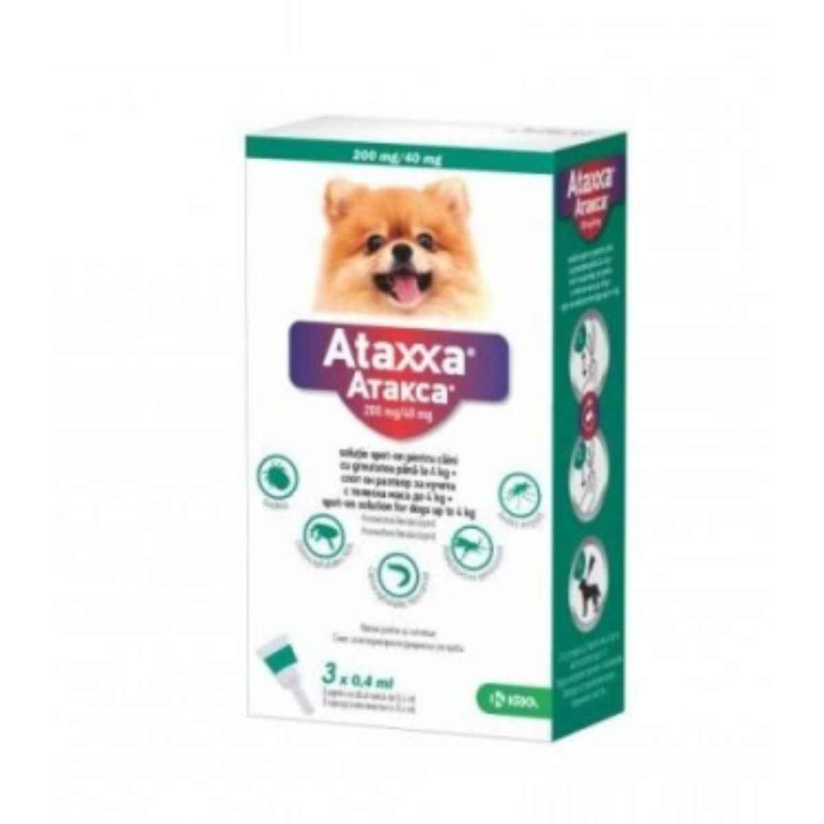 ATAXXA, deparazitare externă câini, pipetă repelentă ATAXXA 40, deparazitare externă câini, pipetă repelentă, XS(< 4kg), 3buc - poza 1