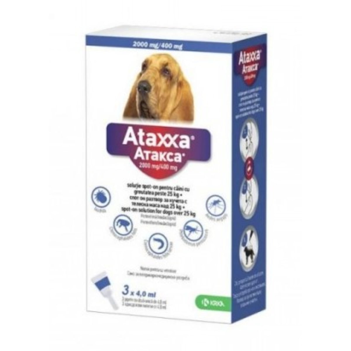 ATAXXA, deparazitare externă câini, pipetă repelentă ATAXXA 400, deparazitare externă câini, pipetă repelentă, M-XL(25 - 40kg), 3buc - poza 2