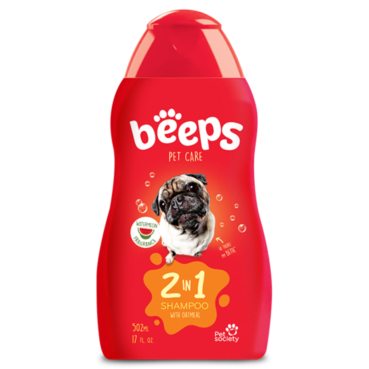 BEEPS 2 in 1 Shampoo, șampon câini și pisici, Pepene Rosu, flacon, 502ml - poza 1