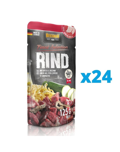 BELCANDO Finest Selection hrana umeda pentru caini, cu vita, taitei de casa si dovlecei 24x125 g