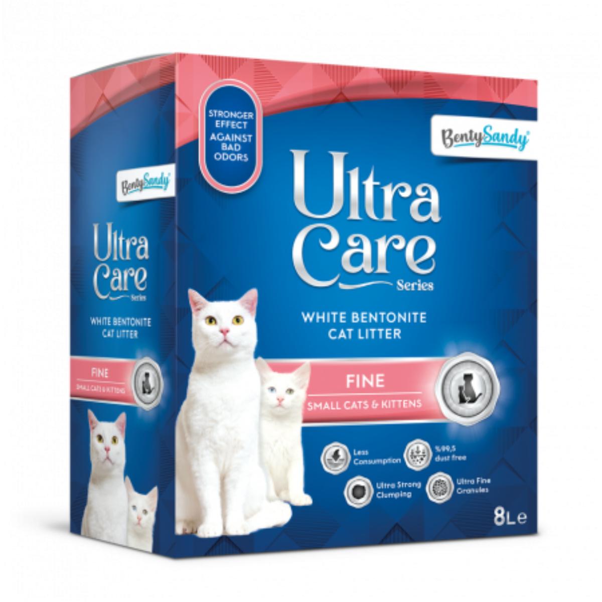BENTY SANDY Ultra Care Fine, Floral, așternut igienic pisici, granule, bentonită, aglomerant, neutralizare mirosuri, 8l - poza 1