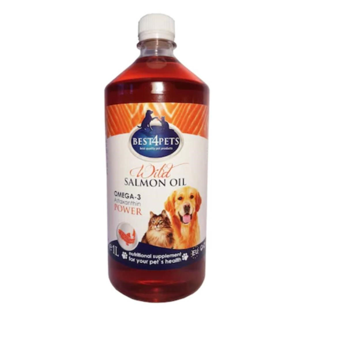 BEST4PETS, Ulei de Somon Salbatic, XS-XL, câini și pisici, piele & blană, sistem cardio-vascular, 1l