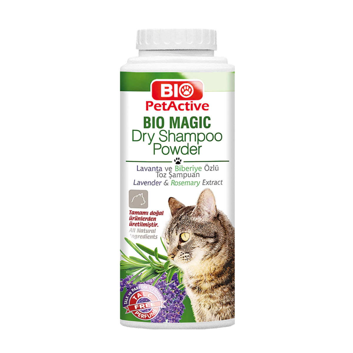 BIO PETACTIVE Bio Magic Dry Shampoo Powder, șampon pudră pisici, fără clătire, flacon, 150g - poza 1