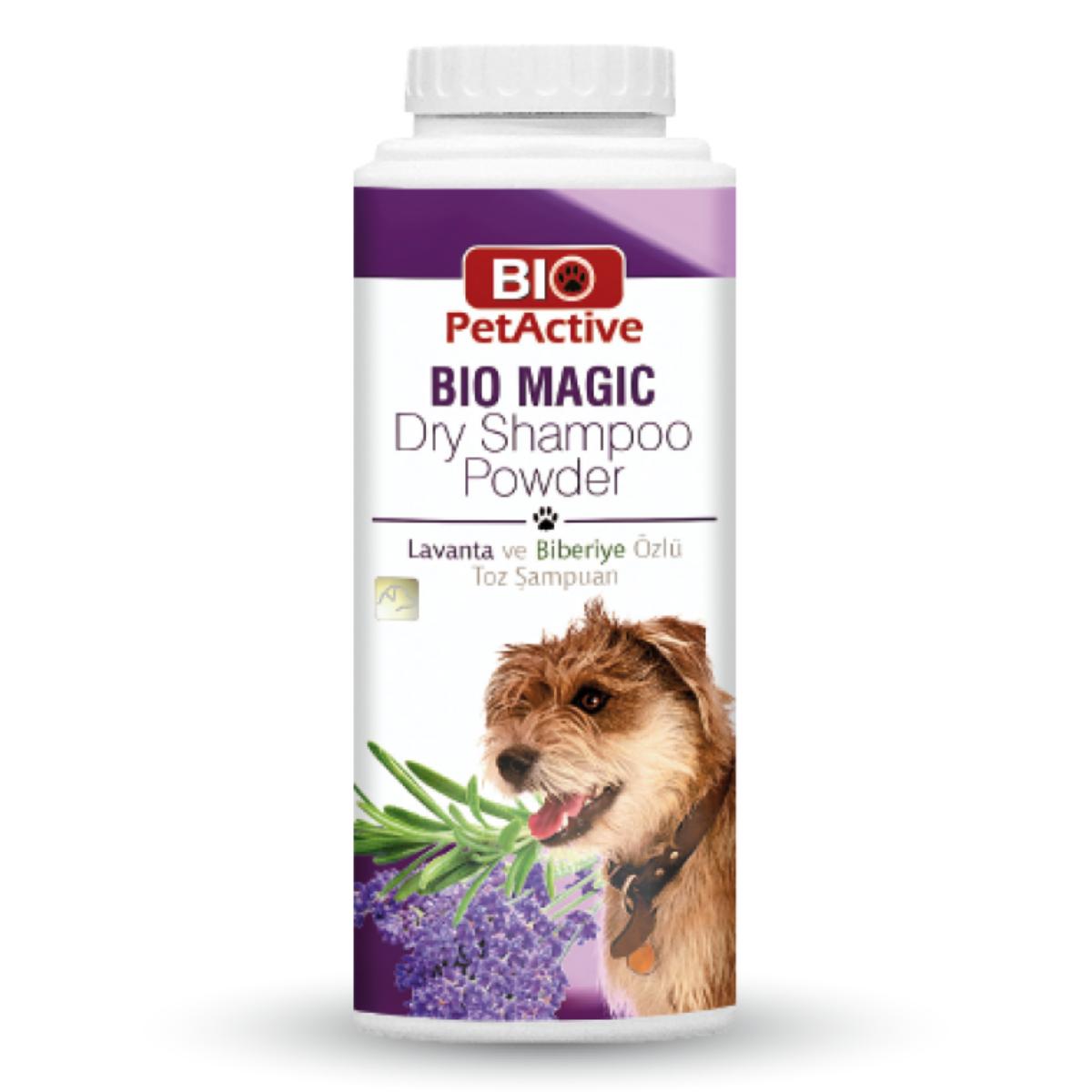 BIO PETACTIVE Bio Magic, șampon pudră câini, fără clătire, Lavanda, flacon, 150g - poza 1