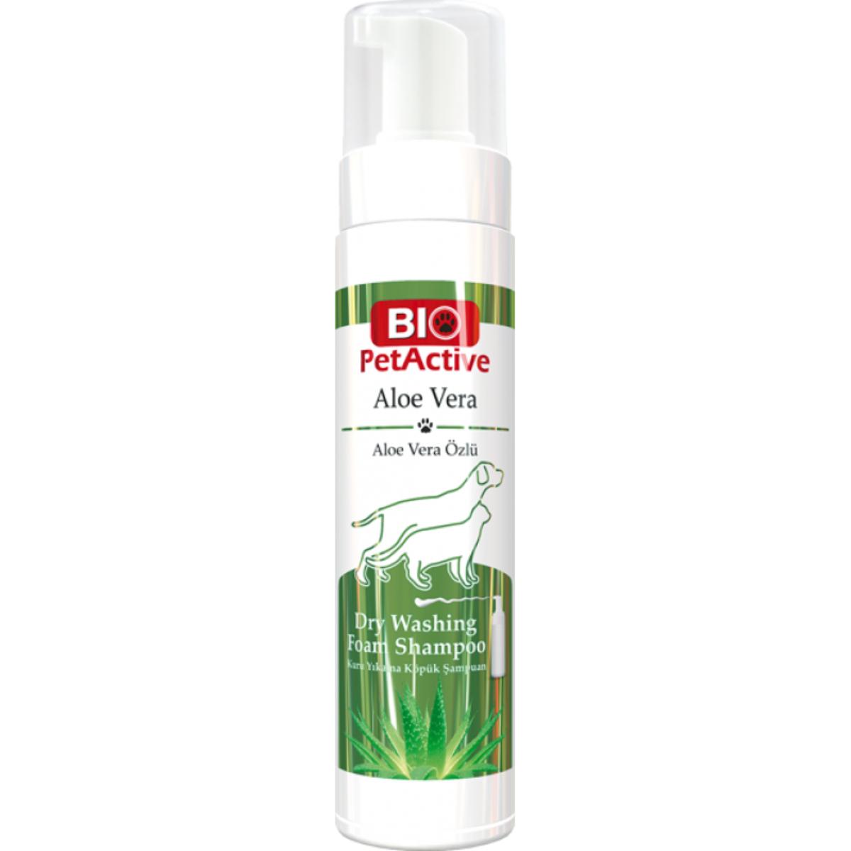 BIO PETACTIVE Dry Washing, spumă șampon câini, fără clătire, Aloe Vera, flacon cu aplicator, piele & blană, 200ml - poza 2