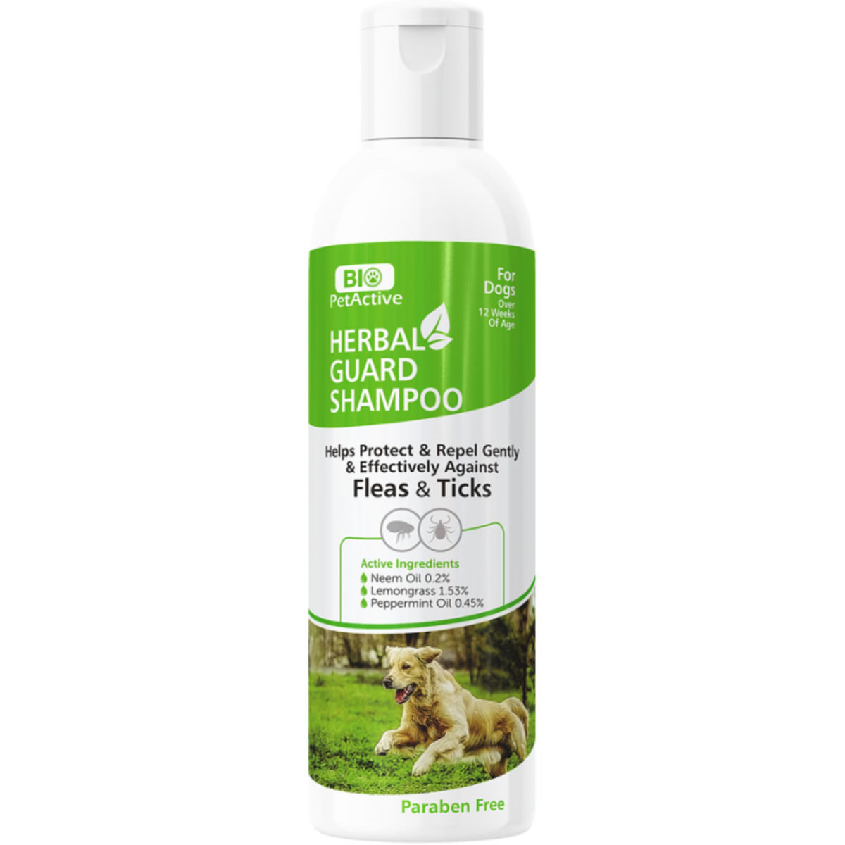 BIO PETACTIVE Herbal Guard, XS-XL, șampon câini, antiparazitar, anti-mâncărime, Ulei de Neem, flacon, 250ml - poza 2