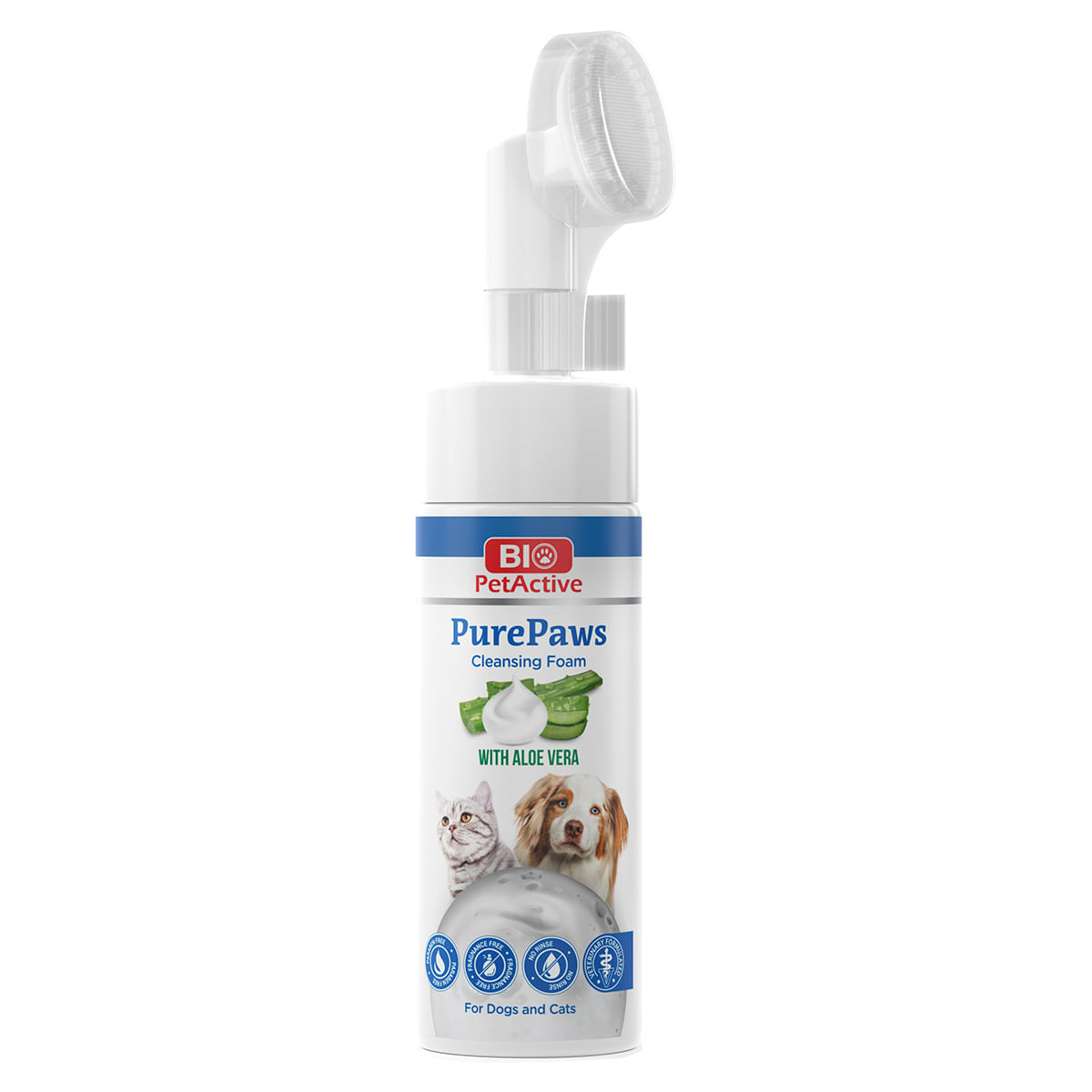 BIO PETACTIVE Pure Paws Cleansing Foam, XS-XL, îngrijire pentru lăbuțe spumă câini, Aloe Vera, flacon cu aplicator, 150ml - poza 1