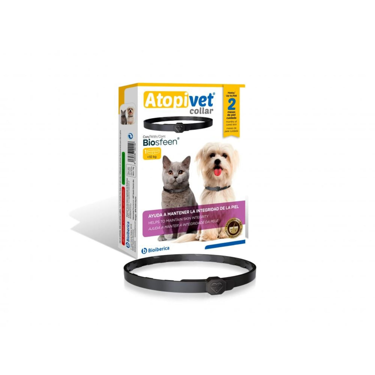 BIOIBERICA Atopi vet Collar Cats & Small Dogs, XS-S, tratament adjuvant zgardă câini și pisici, piele sensibilă, calmant, cutie, 35cm, 1buc - poza 1