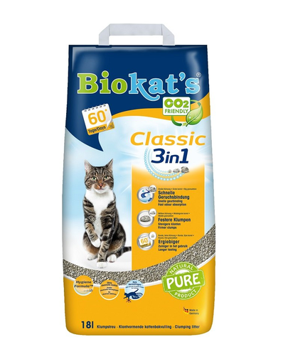 BIOKAT'S Classic 3in1 nisip pentru pisici, din bentonita 18 L