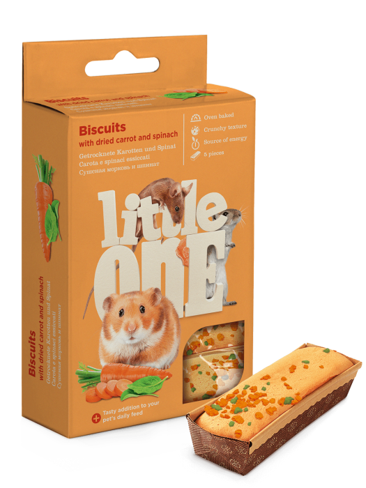 Biscuiti cu morcov si spanac pentru rozatoare mici Little One, 5 x 7g