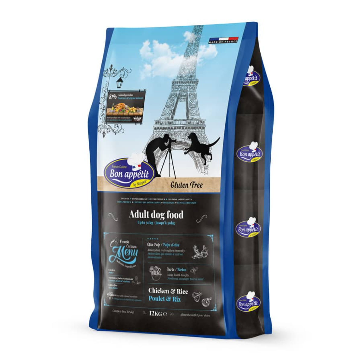 BON APPETIT, XS-XL, Pui și Orez, hrană uscată câini, alergii, 12kg - poza 2