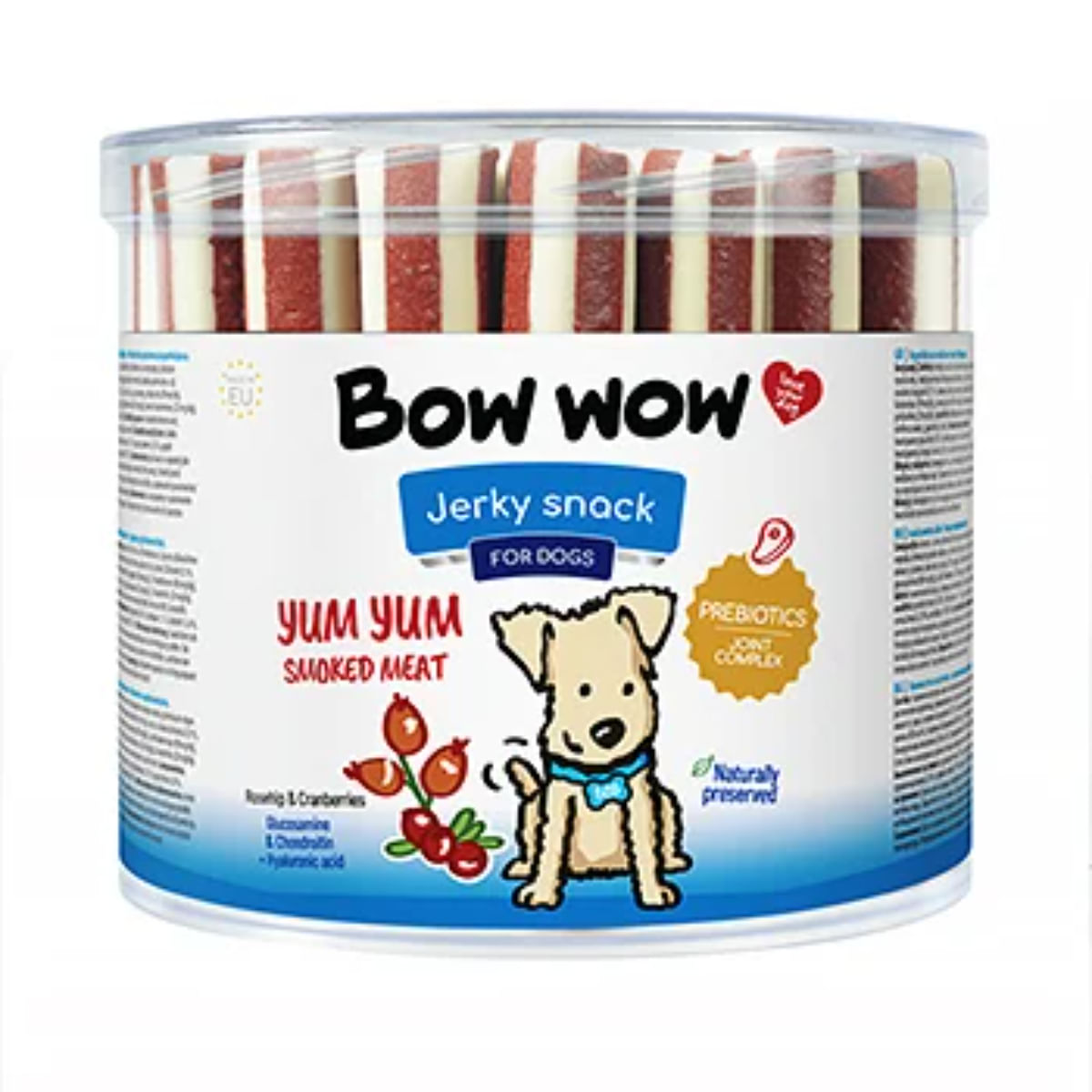 BOW WOW Jerky Snack Smoked Meat, S-XL, Carne, găletușa recompense câini, 35buc, 1400g - poza 1