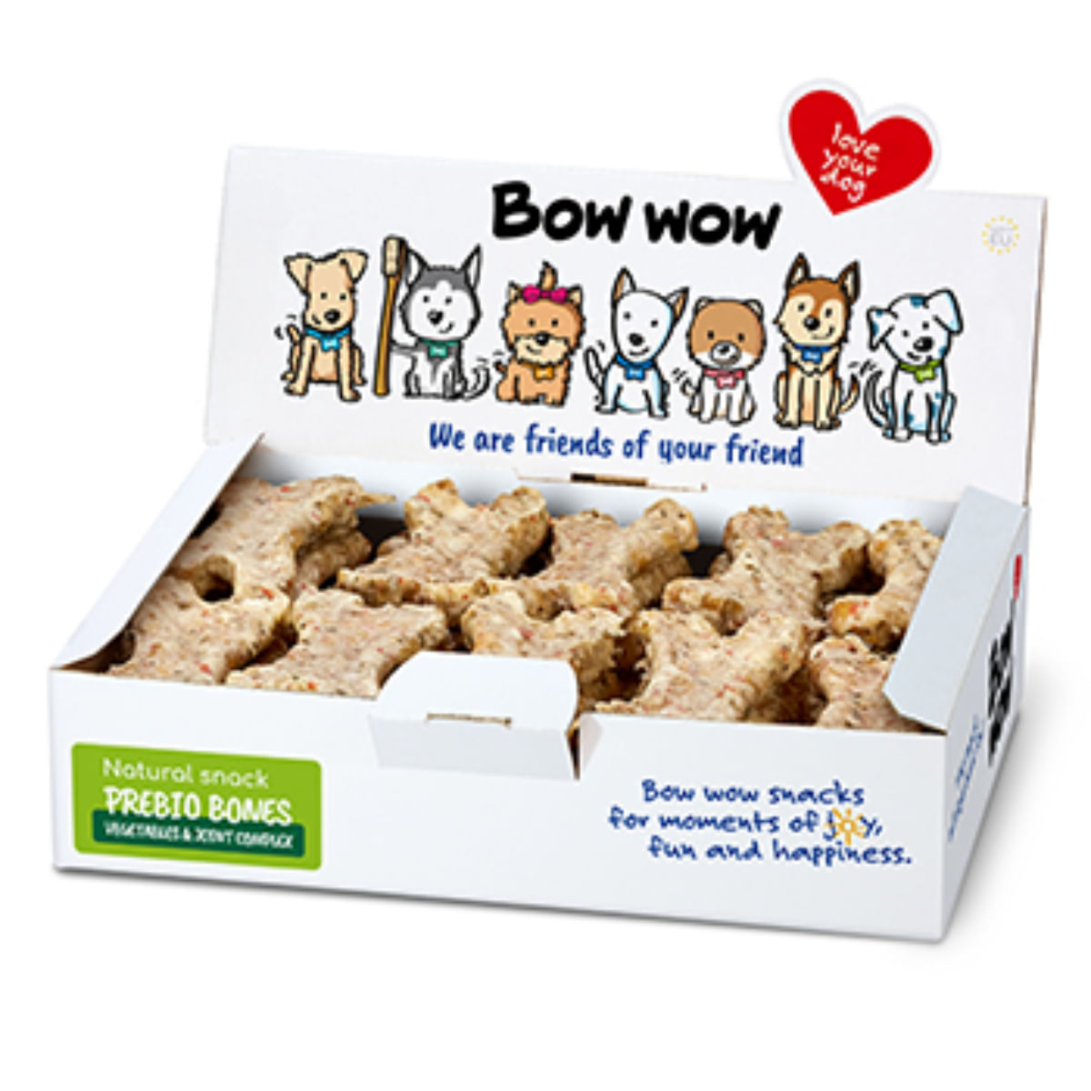 BOW WOW Natural Os Condroitina & Glucozamina XS-XL, Vită și Legume, cutie recompense fără cereale câini, sistem articular, 650g - poza 1