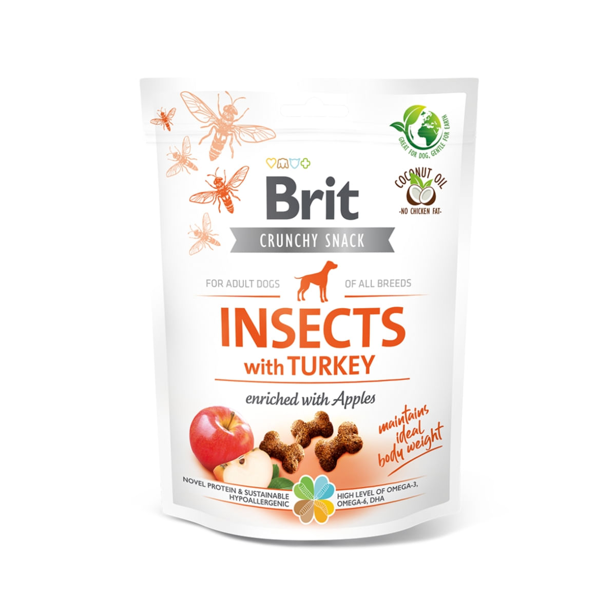 BRIT Care Crunchy Cracker, Insecte și Curcan cu Mere, recompense fără cereale câini, 200g - poza 1