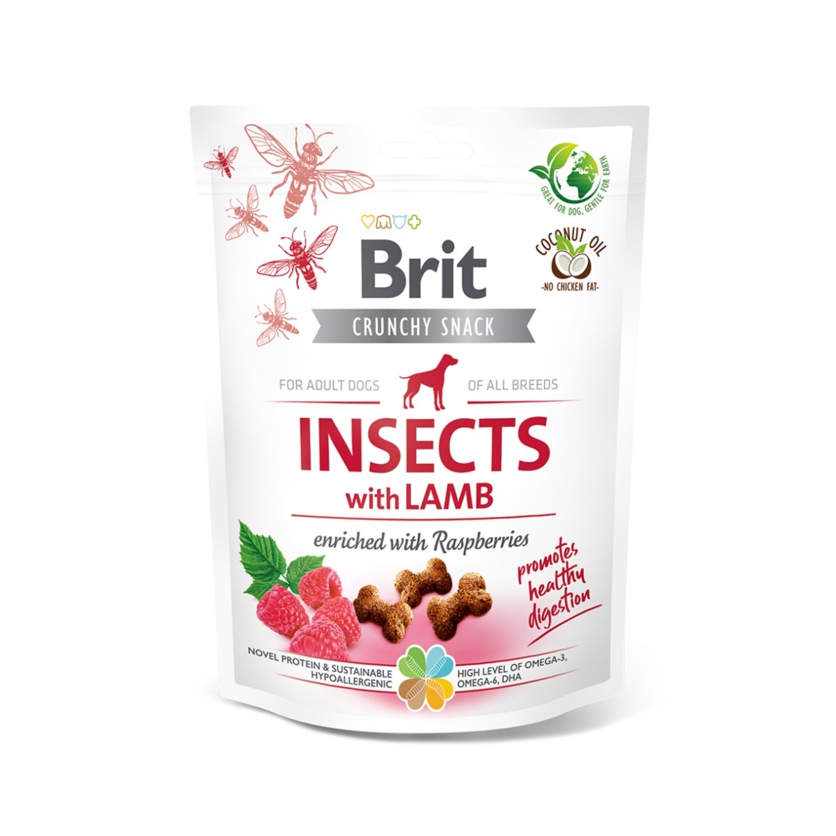 BRIT Care Crunchy Cracker, Insecte și Miel cu Zmeură, recompense fără cereale câini, 200g - poza 1