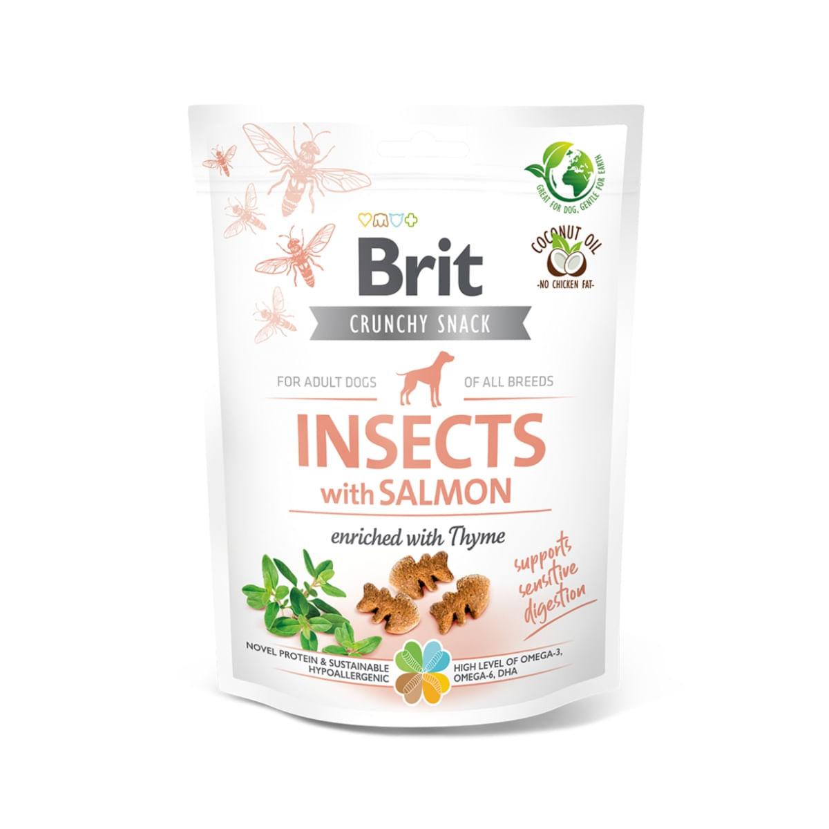 BRIT Care Crunchy Cracker, Insecte și Somon cu Cimbru, recompense fără cereale câini, 200g - poza 2
