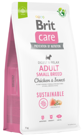 Brit Care Dog Sustainable Adult Small Breed Pui si Insecte - 7-kg