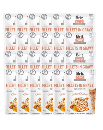 BRIT Care Fillets in gravy Hrana umeda pentru pisici adulte, pui in sos 24 x 85 g