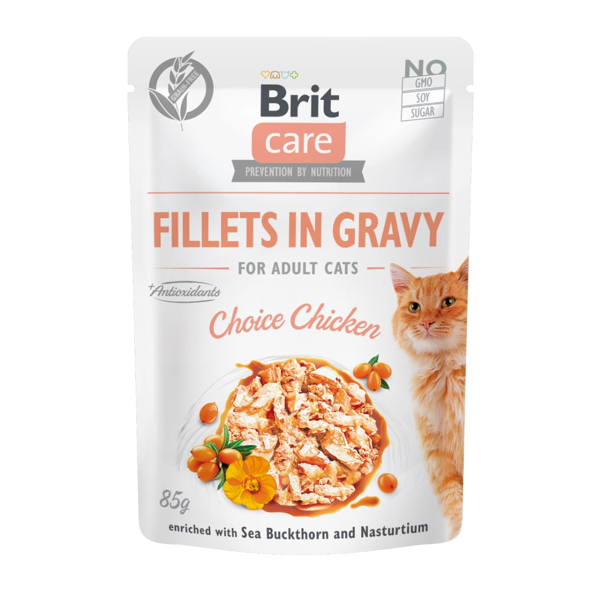 BRIT Care Fillets In Gravy, Pui, plic hrană umedă fără cereale pisici, (în sos), 85g - poza 1