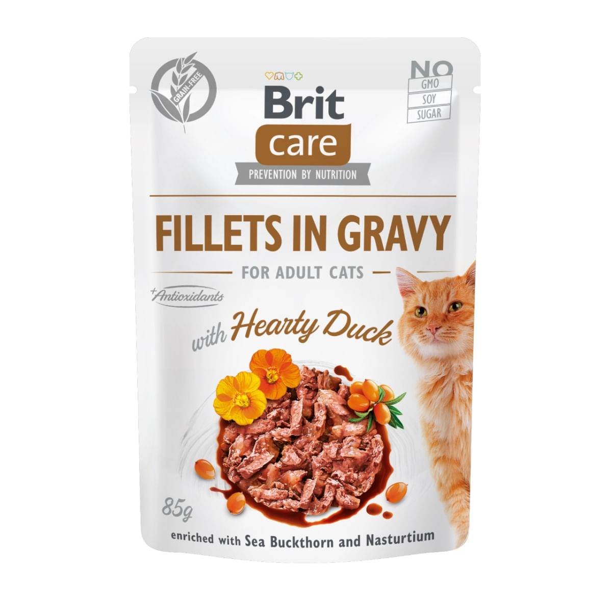 BRIT Care Fillets In Gravy, Rață, plic hrană umedă fără cereale pisici, (în sos), 85g - poza 2
