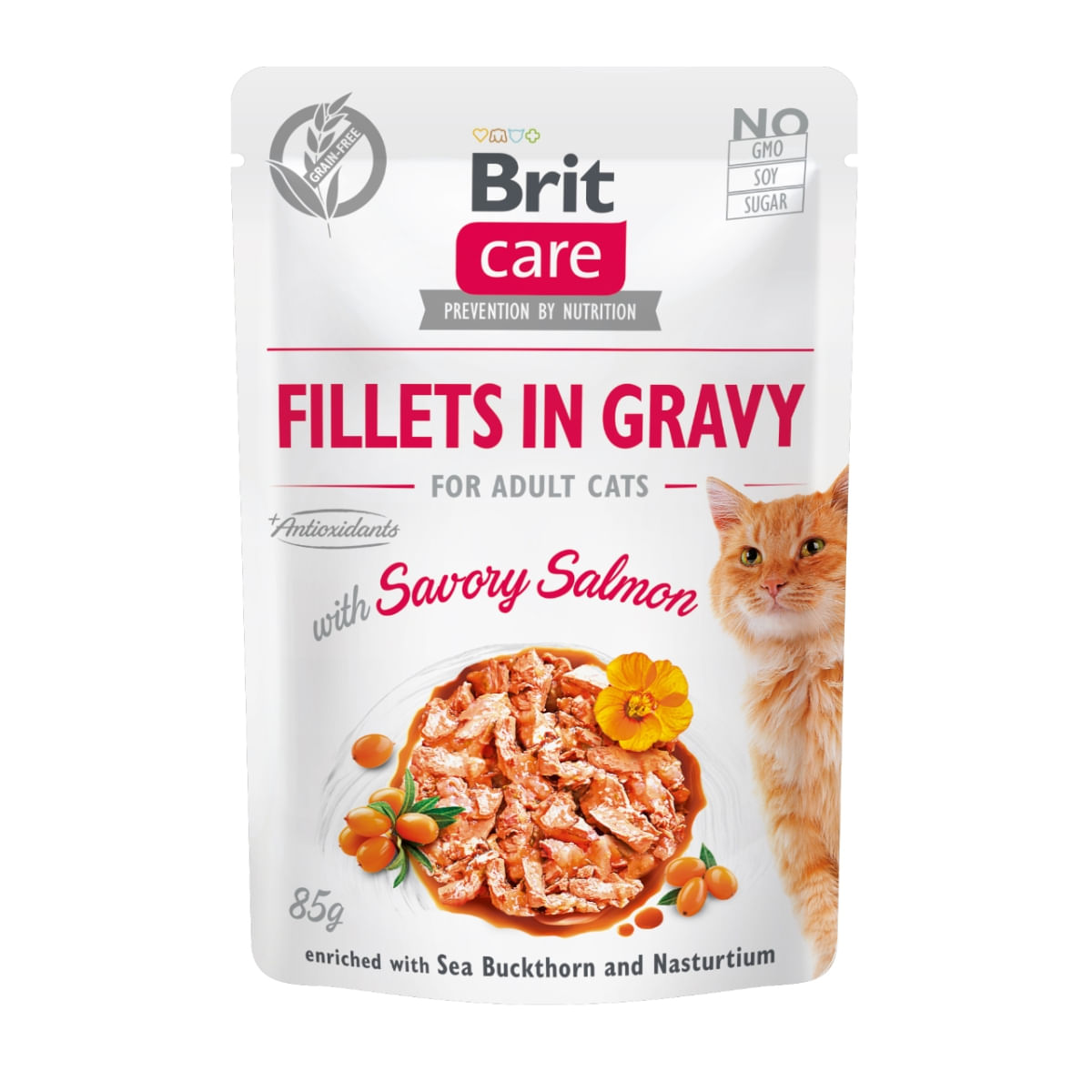 BRIT Care Fillets In Gravy, Somon, plic hrană umedă fără cereale pisici, (în sos), 85g - poza 1