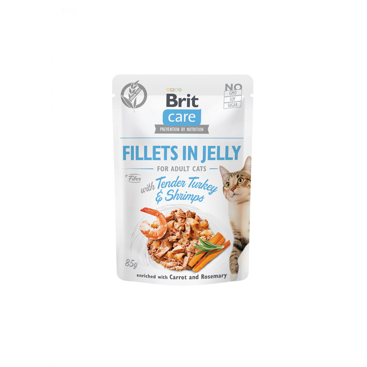 BRIT Care Fillets in Jelly, Curcan și Creveți, plic hrană umedă fără cereale pisici, (în aspic), 85g - poza 2