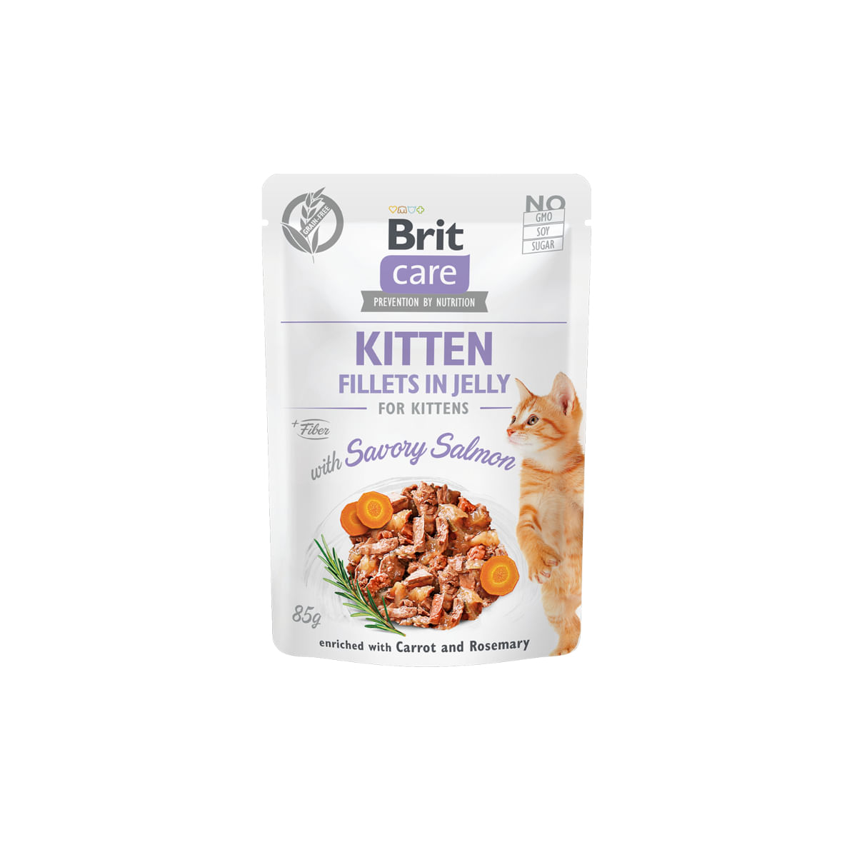 BRIT Care Fillets in Jelly Kitten, Somon, plic hrană umedă fără cereale pisici junior, (în aspic), 85g - poza 2