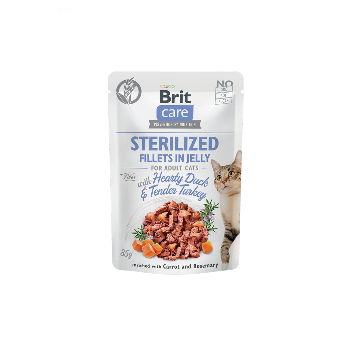 BRIT Care Fillets in Jelly Sterilised, Rață și Curcan, plic hrană umedă fără cereale pisici sterilizate, (în aspic), 85g - poza 1