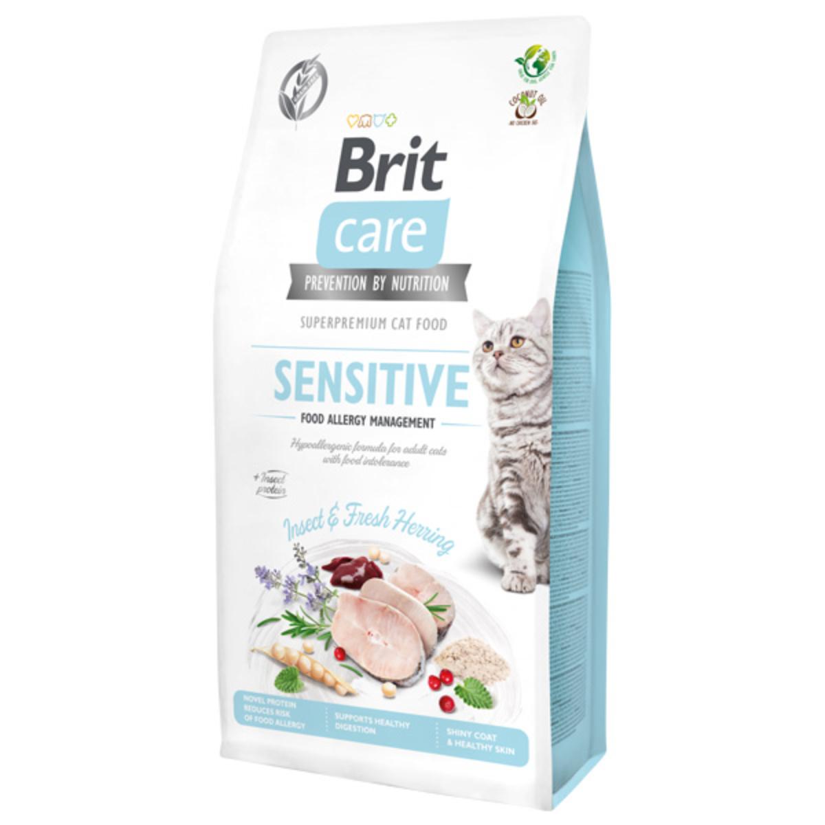 BRIT Care Food Allergy Management, Insecte și Hering, hrană uscată fără cereale pisici, alergii, 7kg - poza 1