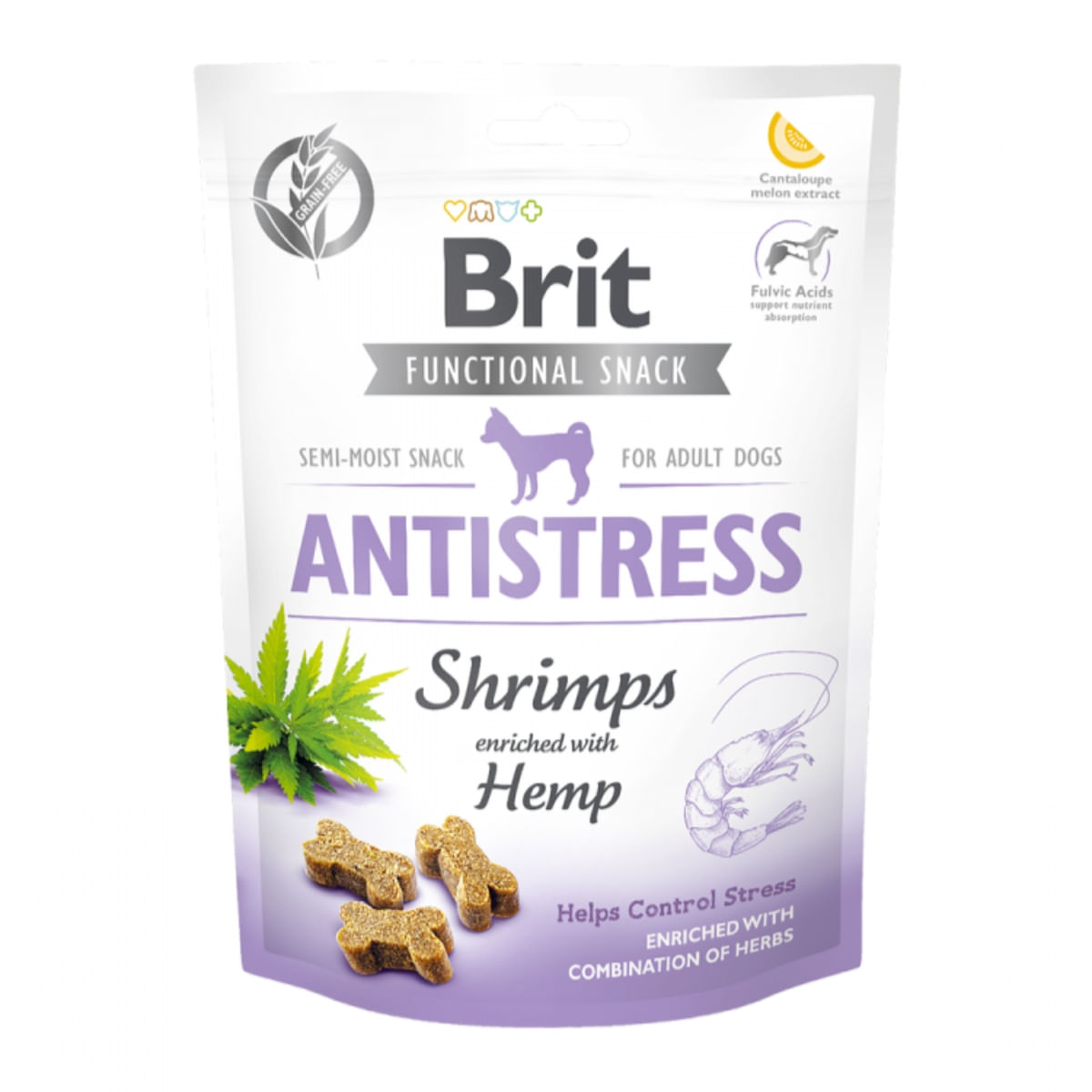 BRIT Care Functional Snack Antistress, Creveți cu Cânepă, recompense funționale fără cereale câini, antistres, 150g - poza 1